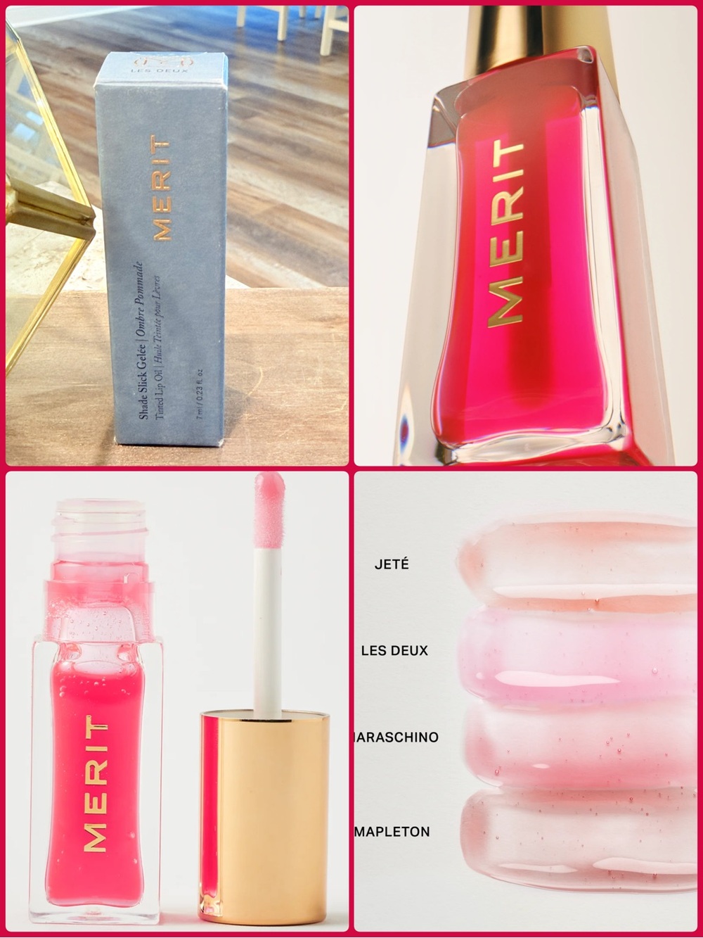 MERIT Shade Slick Gelee Tinted Lip Oil LES DEUX Pink Lip Oil NEW BNIB SEALED NWT